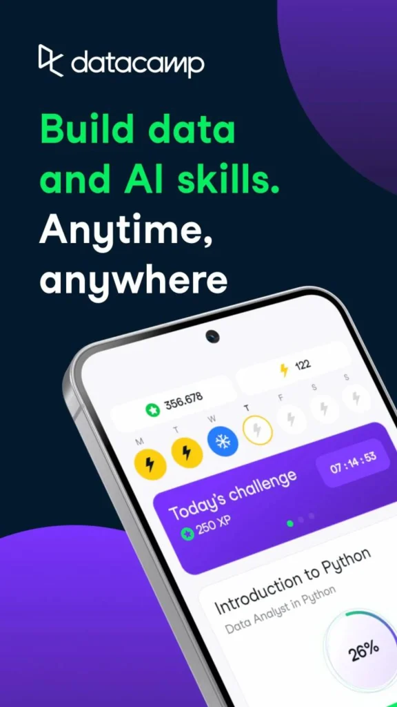 اپلیکیشن DataCamp برای Python و SQL – نمای 3