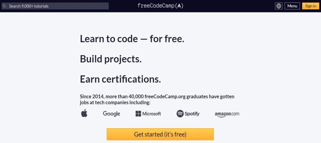 سایت freeCodeCamp برای یادگیری برنامه‌نویسی