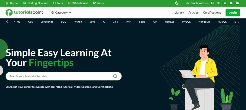 سایت TutorialsPoint برای آموزش برنامه‌نویسی