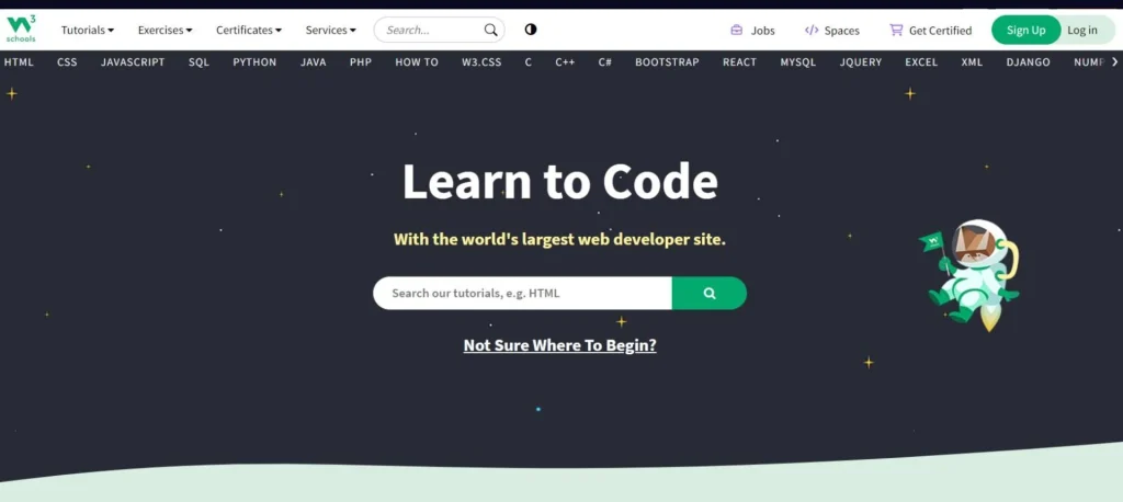 سایت W3Schools برای آموزش برنامه‌نویسی