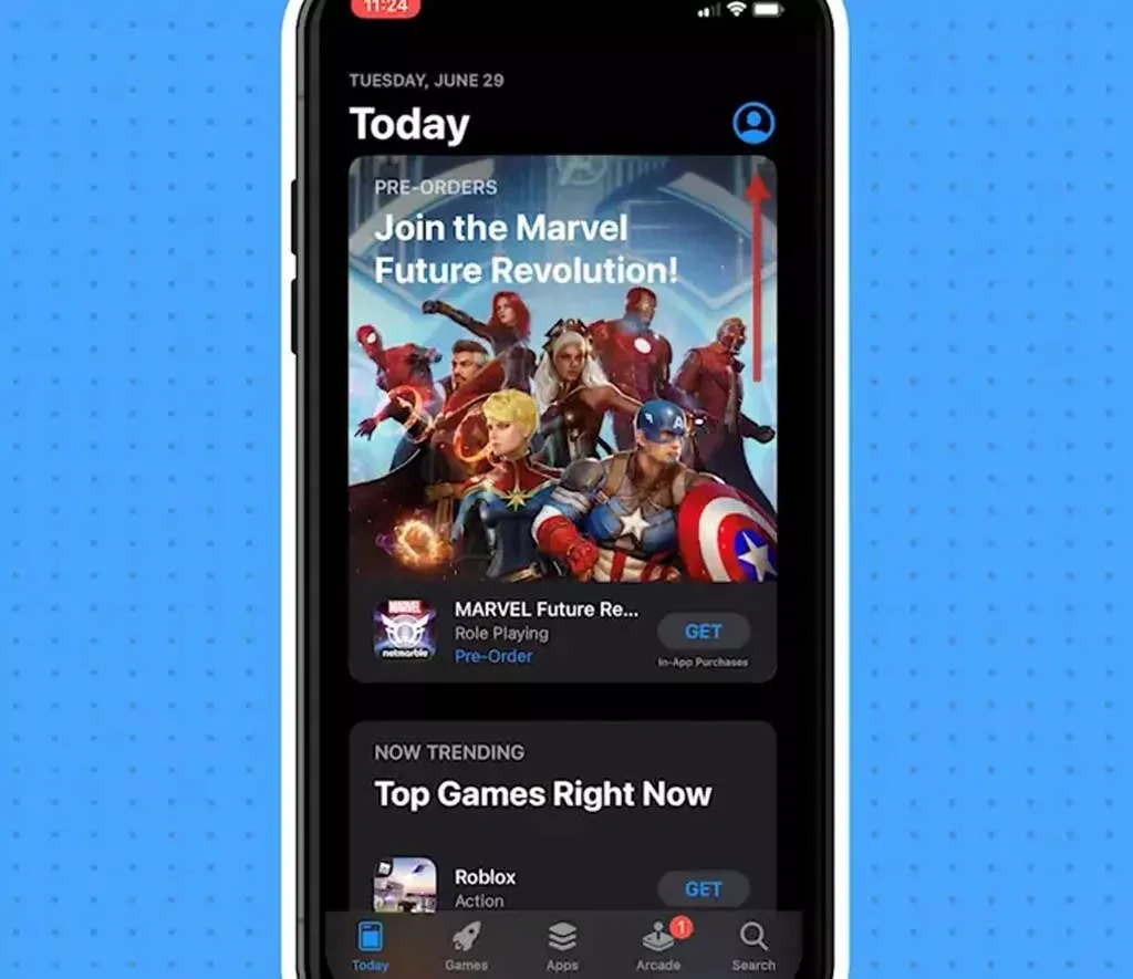 بخش حساب کاربری App Store