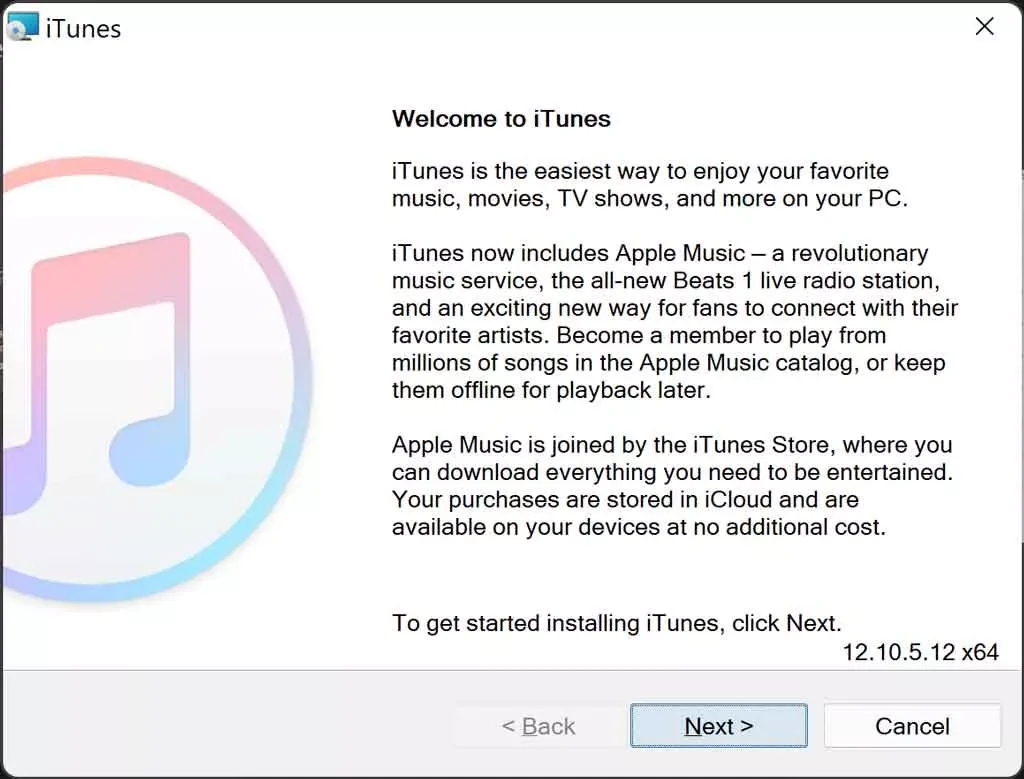 شروع نصب iTunes