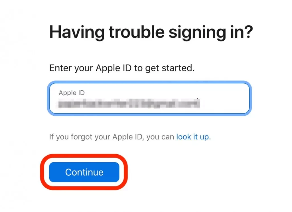 وارد کردن Apple Account برای بازیابی