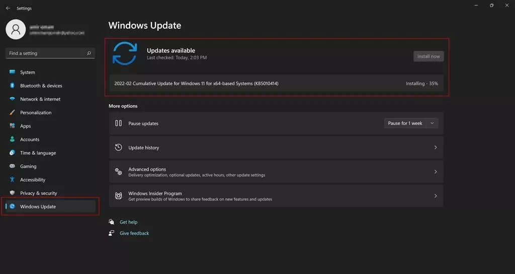 بررسی Windows Update