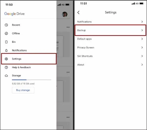 تنظیم بکاپ مخاطبین در Google Drive