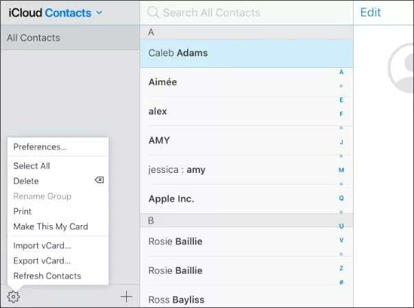 مخاطبین آیفون در iCloud