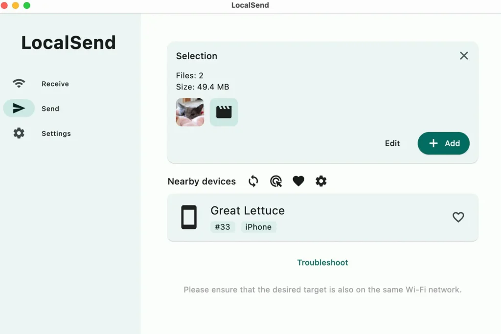 انتقال فایل به آیپد با LocalSend – مرحله 2