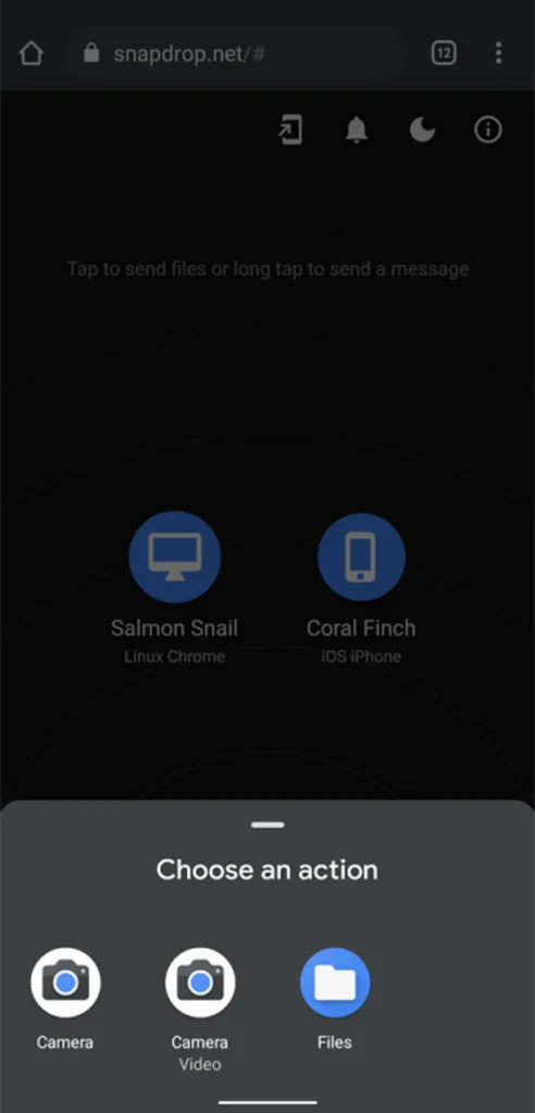 انتقال فایل با Snapdrop بین دستگاه‌ها – مرحله 4