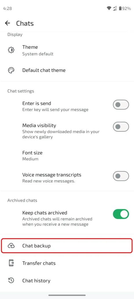 بکاپ واتساپ در اندروید – مرحله 5