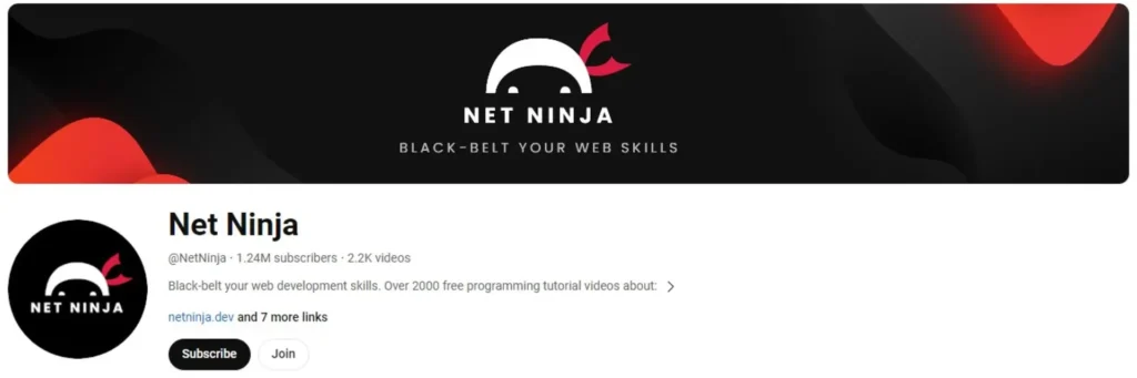کانال The Net Ninja برای آموزش توسعه وب